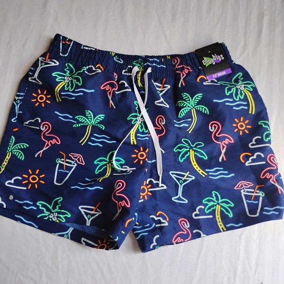 Chubbies Shorts Medium Neon Lights 5.5 Swim Trunks Mesh Lined Beach New - Picture 1 of 12